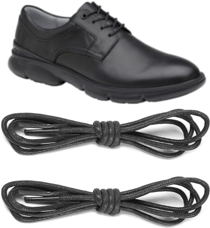 UamGlsob Lacci tondi e sottili ø2mm per scarpe in oxford/pelle/uomini/da cerimonia/eleganti boots, resistenti e cerati stringhe per abbigliamento formale(Black,28Inch/70cm)