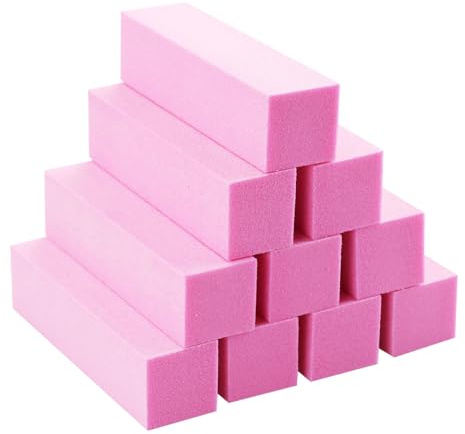 10 Stück Buffer Sanding Blocks, Nail File Block, Nail Manicure Care Blocks Kit, Sanding Blocks, für den persönlichen Gebrauch, professionelle Maniküre (Pink)