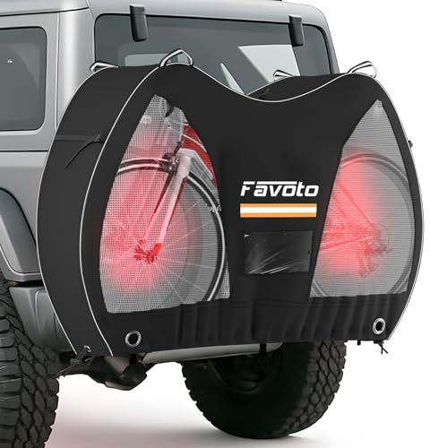 Favoto Bicycle Cover Waterproof Outdoor - Bike Covers for 2 Bikes on Rear Bike Rack for Transport 600D Oxford Heavy Duty Bicycle Cover Outdoor All Weather Sun Rain Snow Dust Protection