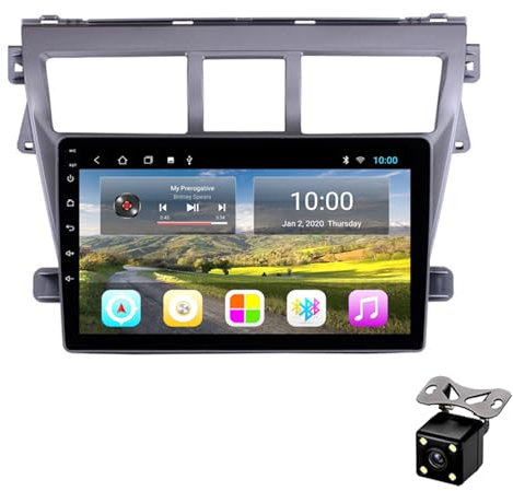 ZhiQin 2+32g,Autoradio Android 12 Stereo Auto Radio GPS Navigation per Vios 2007-2013 9 Pollici Bluetooth Ricevitore FM Supporto WiFi/SWC/2 Porte USB+Fotocamera Posteriore
