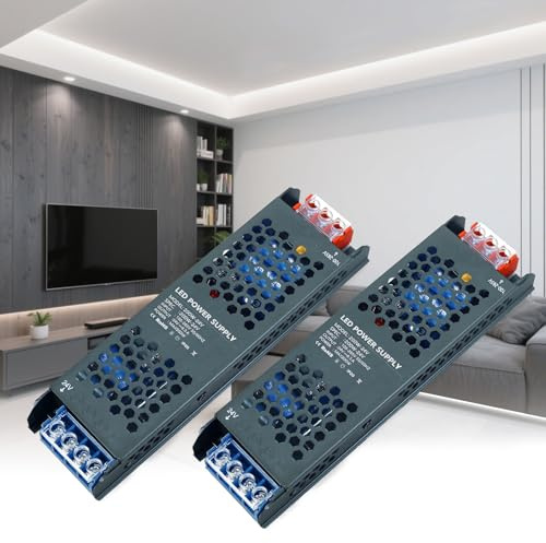 KSIBNW Transformador 220V a 24V 200W 8,3A LED Driver, Ultrafino Fuente de Alimentacion AC 220V a DC 24V 8,3A 200W Driver de Baja Tensión Controlador Voltaje Constante Adaptador para Tiras LED, 2Piezas