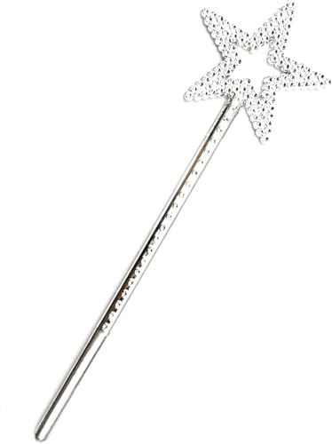 Amyang Star Wand, 13 Inches Silver Fairy Princess Angel Wand Magic Fairy Wands Sticks for Halloween Christmas Cosplay Party Birthday Favors
