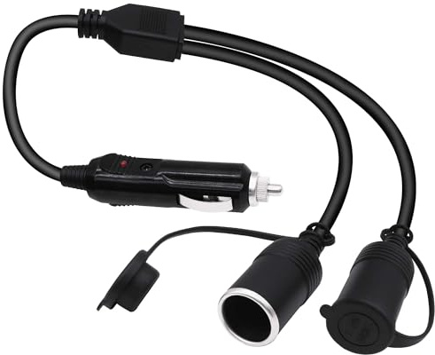 Câble répartiteur Allume-Cigare de Voiture 1 mâle vers 2 Femelle Prise Allume-Cigare 2 Voies Adaptateur pour DC 12 V 24 V Voitures RVs Bateaux 45 cm