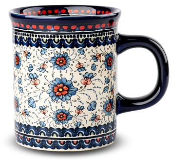 MIATTCLD Ceramic 15 oz Coffee Mug, Large Tea and Coffee Cup with Comfortable Handle for Office and Home, Ideal for Latte Milk Cappuccino Gifts, Dishwasher Microwave Safe (Boho 3)