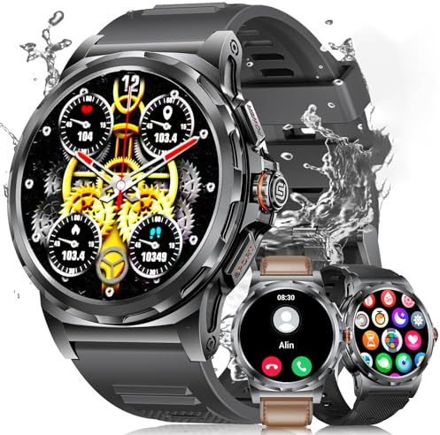 LIGE Montre Connectée Homme, 1,43'' HD Smartwatch avec Appels Bluetooth, Multitude de Modes Sportifs,Montre Sport avec Surveiller Cardio, Podometre et Sommeil pour Android iOS