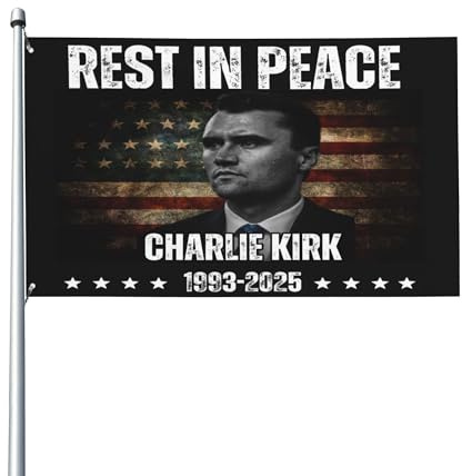 Bandera de Charlie Kirk, homenaje conmemorativo republicano, banderas de 2025, letrero de jardín de 3 x 5 pies.