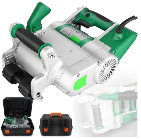 Fresatrice a muro elettrica, 1100 W, fresatrice a mano in calcestruzzo, tagliatrice professionale, priva di polvere, tagliatrice a muro, tipo impiccagione, larghezza regolabile, 25 mm + 35 m