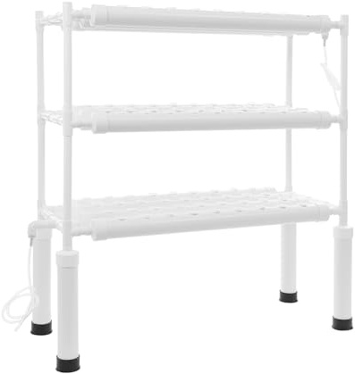 Loobiiny Kit di crescita idroponica,Sistemi di coltivazione idroponica 3 strati 108 fori,Rack verticale idroponica,Sistemi di coltivazione vegetale senza terra