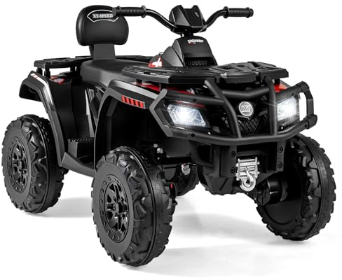 GOPLUS Elektrisk barnfordon, 24 V glidfordon med 4 hjul och 4 motorer, elbil med 2 hastigheter, broms, ljus och musik, 2-sitsig barnfyrhjuling, för barn från 3–8 år (svart)