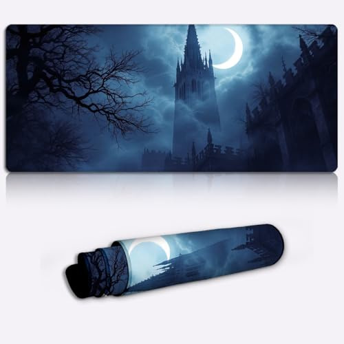 moonlit gothic cathedral Gaming Mouse Pad Non-Slip Rubber Base Pad Office Home Novelty Printed Desk Accessory Laptop Desktop Printed Art Ergonomic 600 * 350 * 4mm