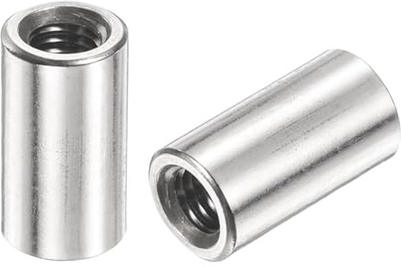 QUARKZMAN 12pcs Manchon Fileté Rond M5 en Acier Inoxydable 304, Écrous Ronds d'Accouplement Connecteurs et Mécaniques Longueur 15mm, Manchon Tige Barre Écrou à Tige pour Support, M5x15x8mm