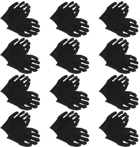DECORNIJIA Guanti di Protezione del Lavoro in Cotone Spesso, 12 Paia Neri, Leggeri e Resistenti, Adatti per Protezione da Tagli in Cucina e Laboratorio, Taglia M Lavabili