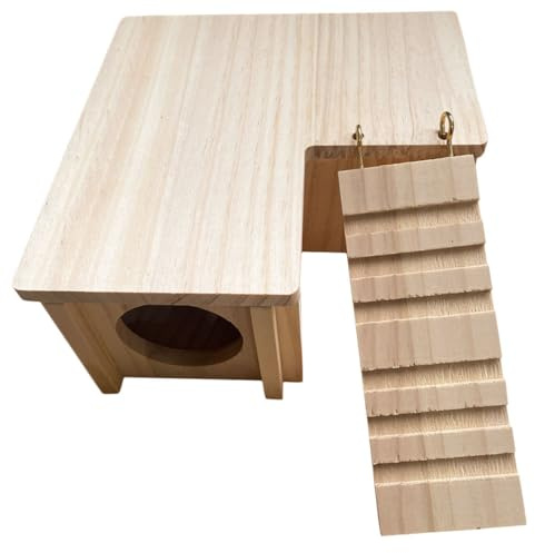 ifundom Meerschweinchen Holzhaus Versteckspielzeug Stabiles Hamster Holzversteck aus Sicherem Naturholz Geräumiges Kleintierhaus zum Ausruhen Schlafen für Kleine Haustiere