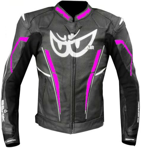 Berik Fufur Giacca di Pelle da Motociclista Femminile, Bianco/Rosa, 46