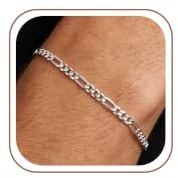 Fezodo S925 Silber Über Armbänder Heren, 5mm Breit Figaro Armbänder Silber 925 Heren Jewelry Schmuck Geschenke für Männer Verschiedliche Längen 7/7.5/8/9 Zoll