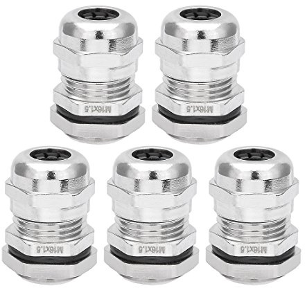 sourcing map 5PCS M16*1.5 Prensaestopas Sujetador relleno de Metal Conector impermeable contratuerca