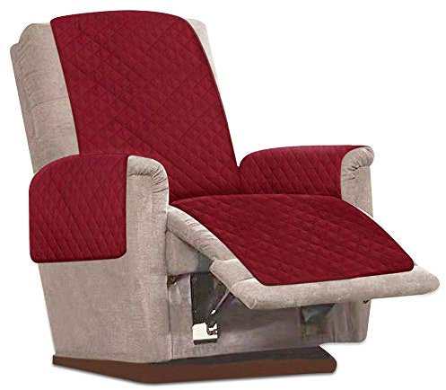 JTWEB Sesselschoner Sesselauflage Relax mit rutschfest, 1 Sitzer Sesselschutz Sofaüberwurf mit 2.5 cm Breiten verstellbaren Trägern (Rot)
