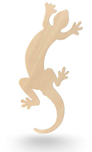 Kleenes Traumhandel Holztiere - Tiere aus Holz - Wanddeko Tiere - Tierscheiben - Tierform aus Holz für Kinderzimmer, Wohnzimmer, Geburtstag (Gekko, Breite 57 cm)