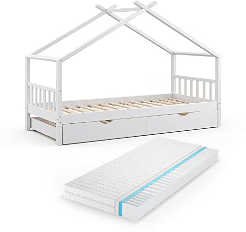 VitaliSpa Hausbett Design, Weiß, 90x200 cm