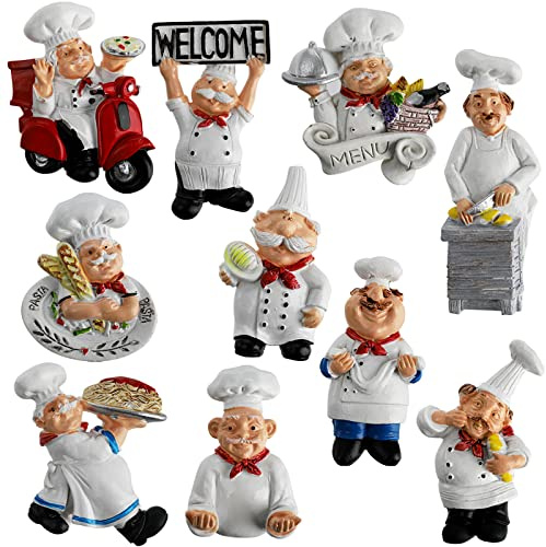 Lyellfe 10 Pieces Chef Fridge Magnets, Cute Italian Chef