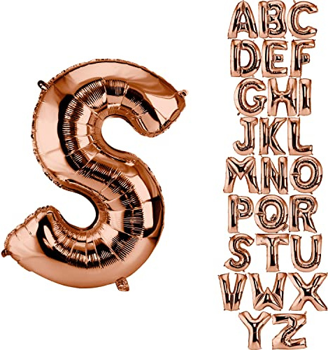 DekoRex Folienballon Rosegold 82cm Luftballon Geburtstag Hochzeit Deko (Buchstabe S)