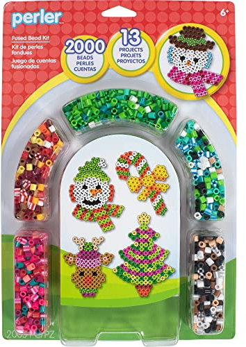 Perler Christmas Fuse Bead Craft Kit with 13 Patterns, Multicolor, Small, 2005 Piece