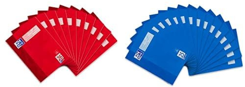 Oxford Schulheft A4, 32 Blatt, Lineatur 26, kariert mit Rand, 10 Stück & Schulheft A4, 16 Blatt, Lineatur 25, liniert mit Rand, 15 Stück