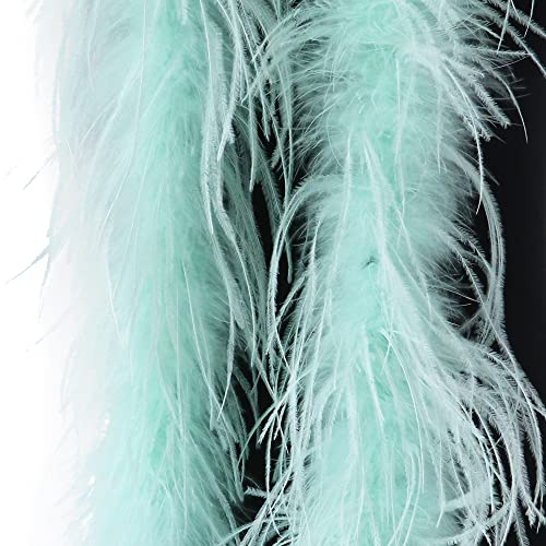SYSUII Flauschige Marabu-Boa zum Basteln, 200 cm Natürliche Straußenfeder Schal Federboa DIY Verkleidung Zubehör Halloween Hochzeit, Party Dekorationen 1920s Gatsby Karneval Kostümzubehör -Grün #2