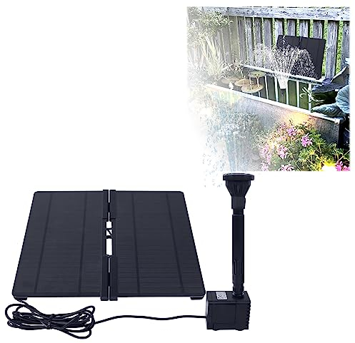 JOIEYOU Solar Springbrunnen Außen Solarbrunnen Solar Teichpumpe Solar Wasserpumpe für Garten Vogeltränke Fisch-Behälter Miniteich mit Verschiedene Sprühdüsen(20W Klappbare Version)