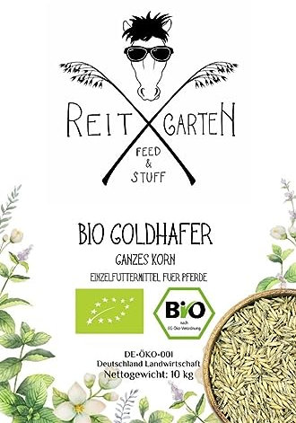Reitgarten´s Bio Goldhafer ganzes Korn 10 kg Pferd Futter Kraftfutter Hafer garantiert ohne Zusatzstoffe Pferdefutter