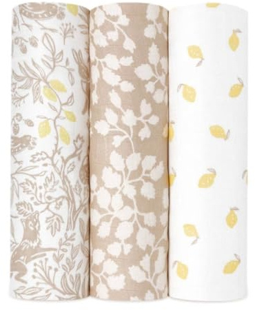 aden + anais Seidig weiche Wickeldecke, Boutique-Musselin-Decken für Mädchen und Jungen, Baby-Wickeltuch, ideales Wickelset für Neugeborene und Kleinkinder, perfektes Duschgeschenk, 3er-Pack,