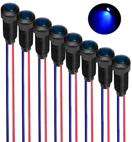 Gebildet 8pcs Blue LED Indicator Pilot Light 110VAC Mounting Hole Size 8mm(Flame Retardant Plastic Shell)