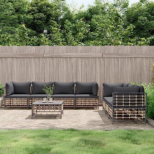 Tino Tech Garten-Lounge-Set mit Kissen Gartenmöbel Set 8-TLG Lounge Garnitur Gartensofa für Balkon und Terrasse Robust und Wetterbeständig für Den Täglichen Anthrazit 72x72x66 cm