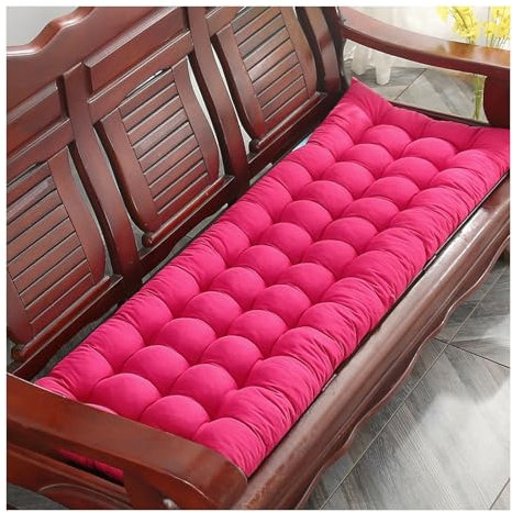 Generisch Sitzkissen cm Dickes Bankkissen Chaiselongue-Bankkissen Gartensofakissen mit Befestigungsbändern Terrassenkissen für die Bank (Farbe: Rosa Größe: Dreisitzer 55 x 160 cm)