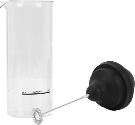 Espumador de Leche Eléctrico, Vaso de Borosilicato 304 Acero Inoxidable Espumador a Batería Fácil de Usar Espumador Automático de Leche Caliente y Fría para Café, Latte