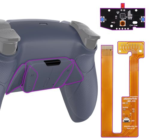 eXtremeRate RISE4 Remap Kit pour ps5 Manette BDM-030/040/050, Coque Arrière Redessinée avec 4 Palette pour ps5 Controller BDM-030/040/050, Carte améliorée, Argent Sterling