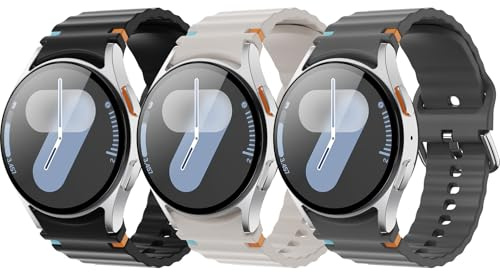 3 Stück Silikon Armband Kompatibel mit Samsung Galaxy Watch 7 FE 6 5 4 40mm 44mm/ 5 Pro 45mm/ Watch 6 4 Classic 43mm 47mm 42mm 46mm Damen Herren SGB