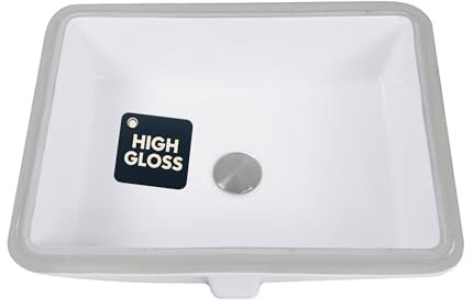 Nantucket Sinks Lavandino da bagno sottopiano – 43,2 x 33 cm – vasca interna – lavabo bianco – design classico rettangolare, in porcellana vetrea lucida, antigraffio e antimacchia – UM-17 x 13-W