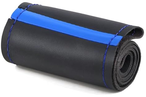 Coprivolante Accessori Per Auto Texture Coprivolante Universale Per Auto Da 38 Cm Volante Antiscivolo Litchi rivestimento volante(Blue thread)