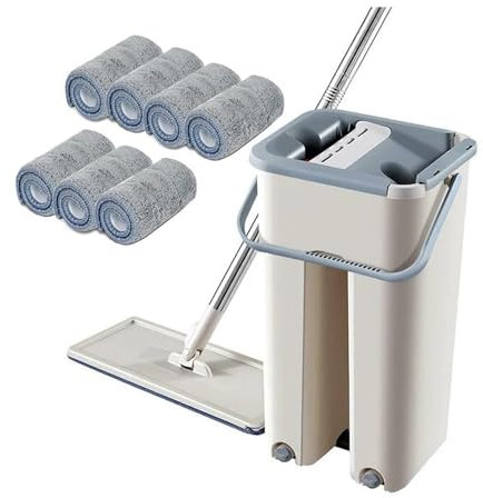 pengyang Trapeadores de Microfibra exprimidos, trapeador Plano Manos Libres y Cubo for Limpieza, Kit de Herramientas for el hogar, Pisos de Madera Dura, Vinilo y Madera.(7pcs Mop Cloth Set)