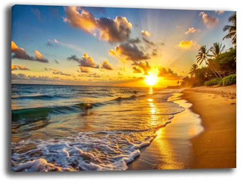 Quadri Moderni PAESAGGIO MARE ALBA Quadro moderno da Parete XXL grande Stampa su tela Canvas Decorazione Murale muro Soggiorno Arredo Camera da letto Cucina (11, 70x100 cm, Canvas intelaiato)