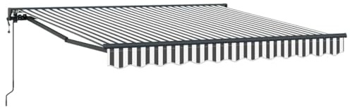 vidaXL Retractable Awning Anthracite and White 300x250 cm Fabric, Contemporary Retractable Awning, Water-Resistant Materials for Patio Cover, UV Protective Sun Shade, Outdoor Canopy Solutions