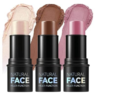3 Piezas Varita De Belleza De Contorno, Colorete En Crema Contour Stick Iluminador En Stick, Resistente Al Agua Juego De Maquillaje Facial, Iluminadores De Maquillaje