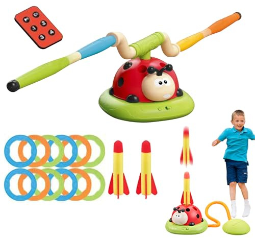 Tosser juguetes de juego, lanzando juguetes ladybug juego ring | Juguete de lanzadores de cohetes Ladybug | Equipo de ejercicio de deportes al aire libre para niños pequeños, niños, 3-6 años