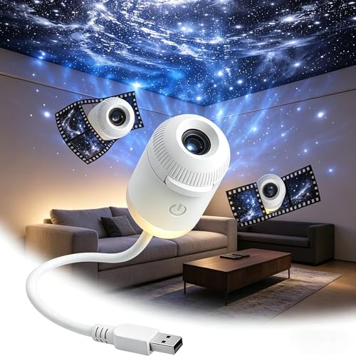 Generico Proiettore LED portatile 2 in 1 Luce a cielo stellare USB Lampada notturna per camera da letto Ideale camere automobili soffitti e arredamento interno