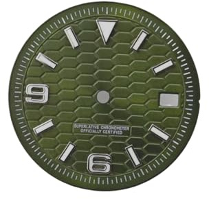 ROUREOX Esfera Reloj 28.5mm Patrón Hexágono Ventana Fecha BGW9 Lume Calibre NH35 Herramienta Componentes Relojero DIY para Rolex/Seiko - 12 28.5MM