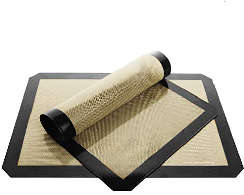 Vila 2 Pack Baking Mats, 12” x 17”, Tray Pan Liner for Healthy Dishes, Reusable Non-Stick Cookie Sheets, Perfect for Macarons, Dog, Cat, Parrot Treats, Pastry, Bread, Bun making