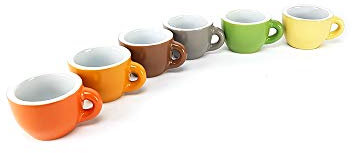BUYSTAR Set 6 Tazzine Caffè Multicolore in Ceramica - Stile Shabby Chic - In Omaggio 4 Cucchiaini per Moka
