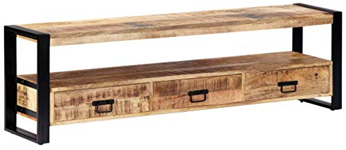 Festnight TV-Schrank | Fernsehtisch TV Tisch mit 3 Schubladen, 1 Fach | Retro TV Lowboard M?Bel 130 x 30 x 45 cm 150 x 30 x 45 cm Mango-Holz