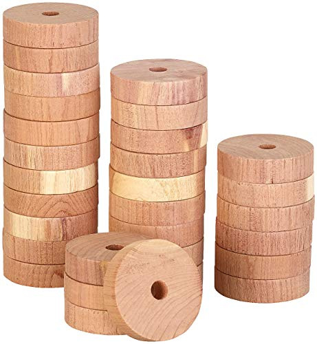 infactory Mottenschutz: Mottenringe aus Zedernholz im 30er-Set, passend für alle Kleiderbügel (Insekten-Mittel, Motten-Wäscheschutz, Öl)